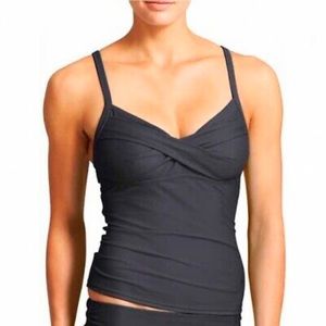 ATHLETA charcoal gray twister tankini top, 36D, 34DD.